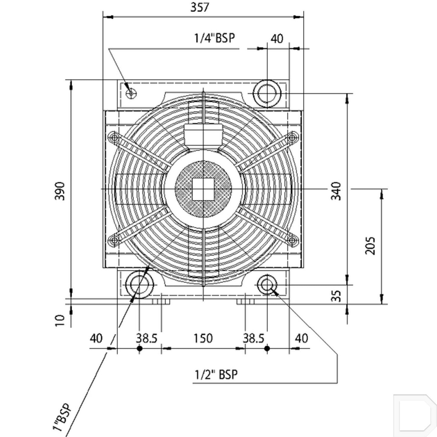 Oliekoeler 1" 120l/min 38-50°C 400V