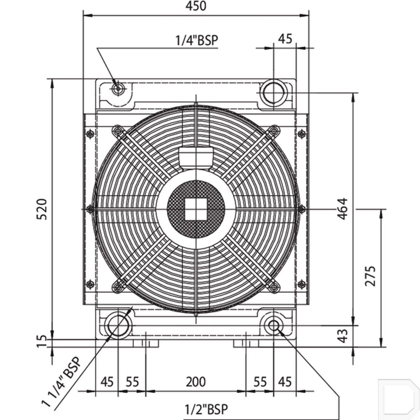 Oliekoeler 1.1/4" 140l/min 38-50°C 400V