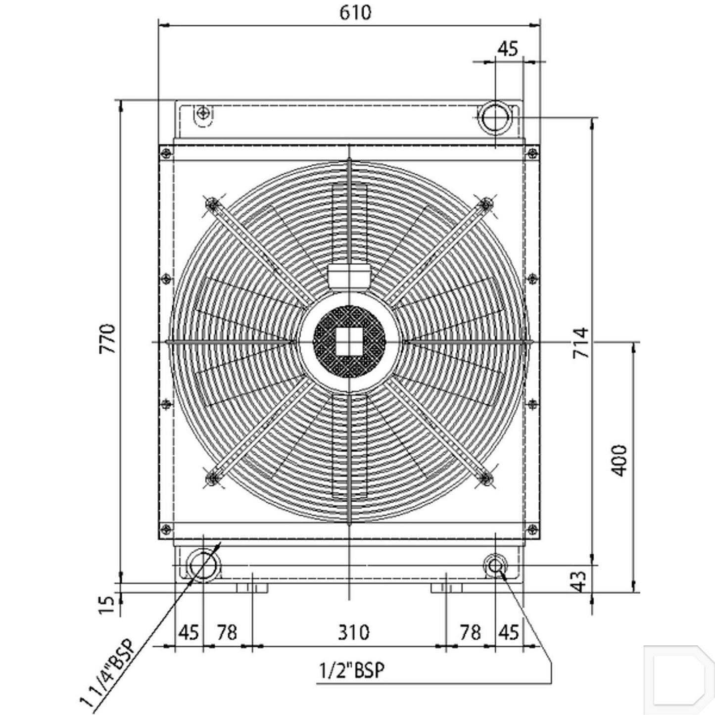 Oliekoeler 1.1/4" 180l/min 38-50°C 400V