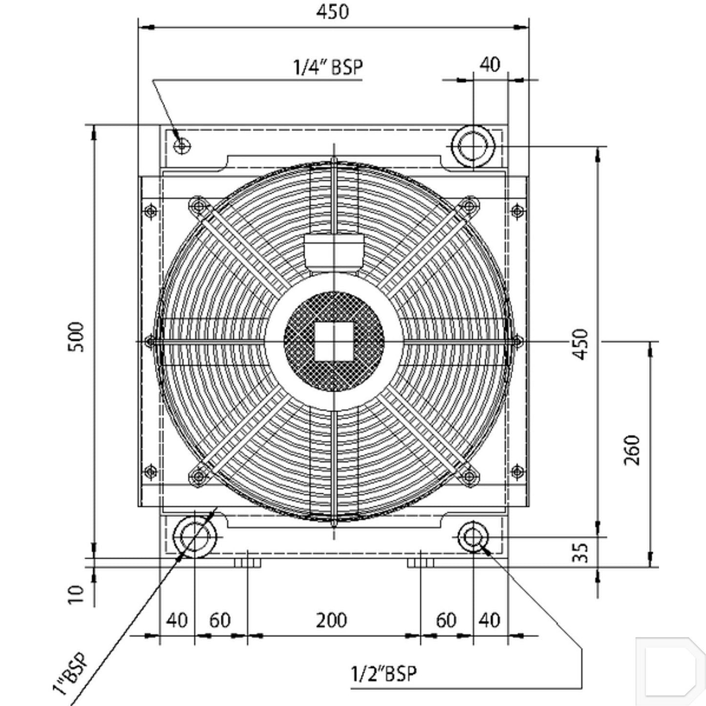 Oliekoeler 1" 140l/min 38-50°C 400V