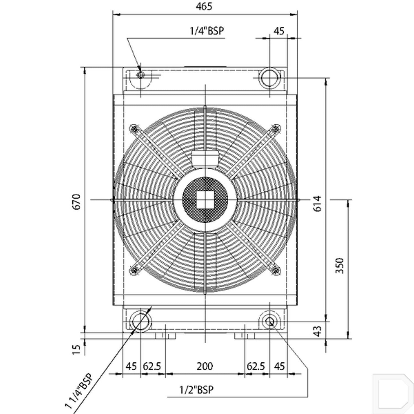 Oliekoeler 1.1/4" 160l/min 38-50°C 400V